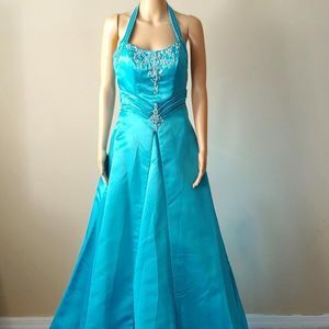 NWOT Tiffany Design Turquoise A-line Formal Gown